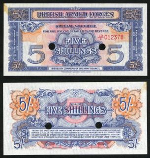  Forces 2nd Series Special Voucher 5 Shillings Currency Note
