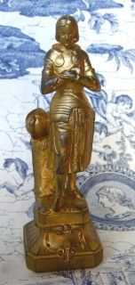  FRENCH1 19TH CENT GILT SPELTER STATUE FIGURINE JOAN of ARC JEANNE DARC