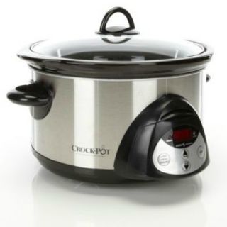 Crock Pot 5 Qt. Slow Cooker Countdown Timer Stainless Steel Removable