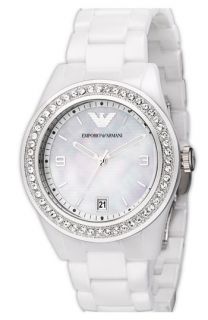 Emporio Armani Medium Round Crystal & Ceramic Watch