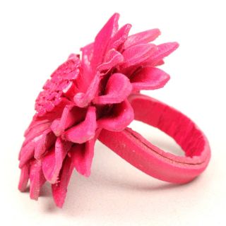  Summer Magenta Fuchsia Flower Statement Layer Women Cute Ring