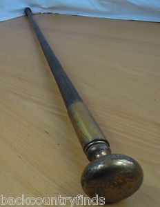Vintage Brass Wood Custom Handmade Walking Cane W Round Doorknob Top
