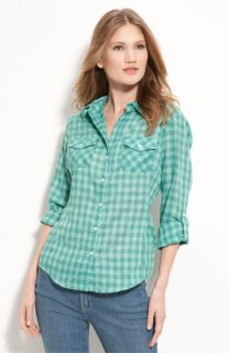 Sandra Ingrish Roll Sleeve Gingham Shirt (Petite)