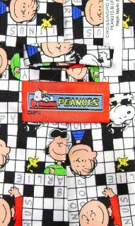 Peanuts Crossword Puzzle Silk Necktie Mens Neck Tie New