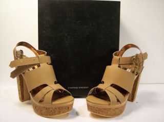 Cynthia Vincent Tan Leather Platform High Heel US Size 7 5
