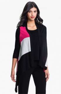Exclusively Misook Open Front Colorblock Cardigan