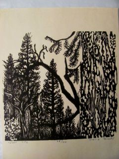  Signed Numbered Wood Block Print by David Brooks Forest Life
