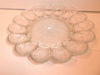Vintage Crystal Pattern Pressed Glass Egg Plate 11