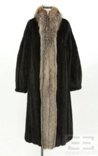 Designer Dark Brown Mink Natural Crystal Fox Fur Coat