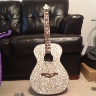 Daisy Rock Pixie Silver Sparkle Acoustic Guitar W Gigbag U FIX