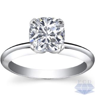02 CT CUSHION CUT SI1 Diamond Solitaire Engagement Ring 14K WHITE