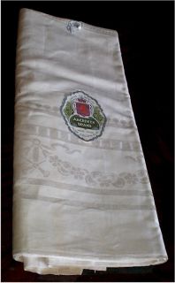 Unused Vintage Linen Damask Fabric Tablecloth Unhemmed 89x72