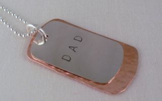 Dog Tag Necklace Copper Silver Father Day Personalized