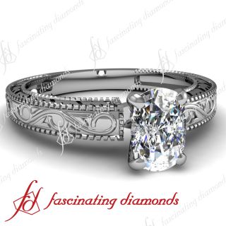   Cut Diamond Solitaire Antique Style Engagement Ring 14K SI1 G GIA