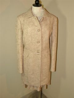 Dana Buchman XL 16 Long Pink Beige Coat Jacket Skirt Suit Bride Mother