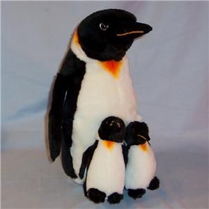 12in stuffed animal mrs emperor penguin with babies fth598