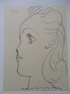 Picasso Profil de Jeune Fille Litho Signed 1957