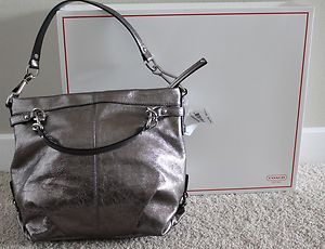 COACH F17165 Leather Brooke Shoulder Bag Purse Silver Pewte NWT BOX
