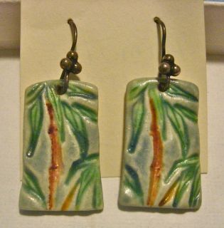  PALM TREE Earrings CLAY CERAMIC Tropical Dangles DARLING Silver wires