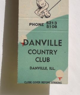 1940s Matchbook Golf Danville Country Club Danville IL Vermilion Co