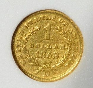 1853 D $1 Gold BU Dahlonega MS Uncirculated Dollar RARE US coin
