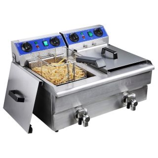 Commercial Electric 20L Deep Fryer w/ Timer and Drain Stainless Steel