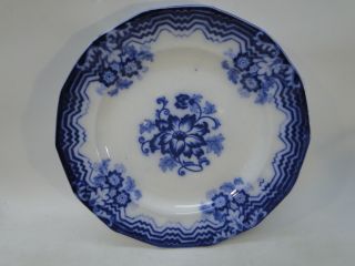 Antique Flow Blue Plate Daliah Pattern Edward Challinor Ironstone 1850
