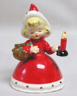 Vintage Christmas Figural Lady Bell w Candle by Norcrest F174 HTF