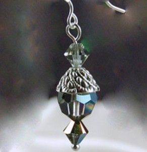 Gray Earrings 925 Sterling Silver Earwires Made with Vitrail Swarovski