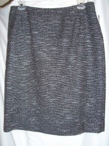 evan picone black ivory tweed skirt suit 16 or 18 nwt