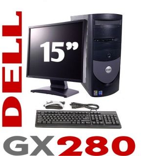 Dell OPLTIPLEX GX280 PC DESKTOP COMPUTER PC P4 3.0GHZ 1GB W/ 15 LCD