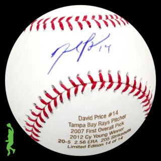 David Price Signed Auto 2012 CY Young Award Baseball Ball Rays COA