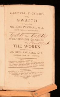 1807 Canwyll Cymry Gwaith Rees Prichard Welshmans Candle
