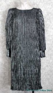 80s Vintage Black Silver Grecian Delphos Style Party Dress FORTUNY