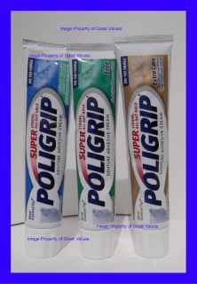 Super Poligrip Denture Adhesive Cream 3 Full Size Tubes 3 Pack All Day