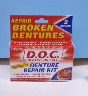 Denture Emergency Repair Kit for Broken Acrylic Dentures Set of 3