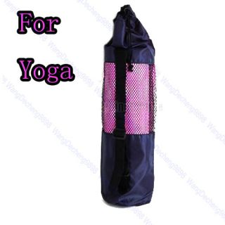 Nylon Yoga Mat Bag Carrier Mesh Center Strap 26 inch BK