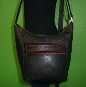 Vintage Derek Alexander Black Leather Medium Shoulder Bag Cross Body