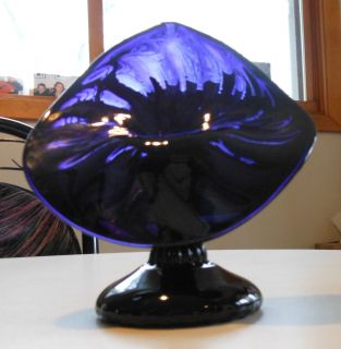 Joe Deanda Jack Pulpit Art Glass Vase Signed Black Violet Beautiful