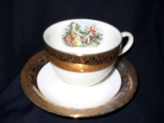 Mojen China Cup and Saucer Derwood w s George 22kt