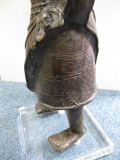 RARE African Benin Tribe Bronze Figure of A Horn Blower Sculpture
