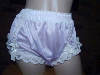 Handmade Lavender Sissy Panties with Creamy Lace Bows L
