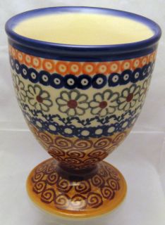 Polish Pottery Water Wine Glass Goblet Dessert Dish EOS Early October