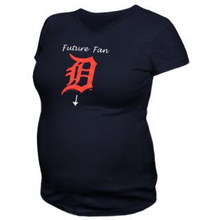 Detroit Tigers Ladies Future Fan Maternity V Neck T Shirt Navy