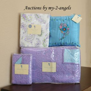  Kids Lavender Paisley Twin Quilt Sham Sheet Deco Pillow Set