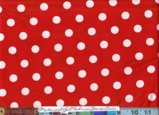 Sold by the yard not cut until sold. Red with white polka dots. All