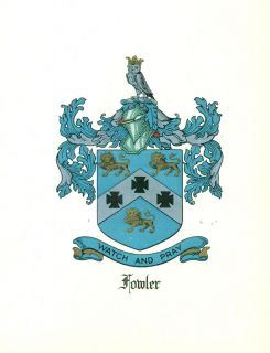 Great Coat of Arms Fowler Family Crest Genealogy Would Look Great