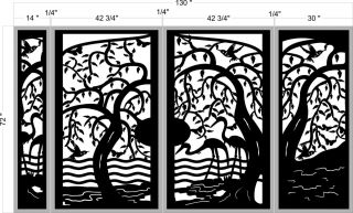  Tree Metal Art Gate Panels Wrought Iron Garden Entry Ornamental