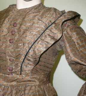  Civil War Victorian Dress Gown Silk Brocade w Maine Provenance