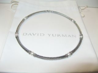 David Yurman Silver Pearl & Diamond full size Hampton Necklace
